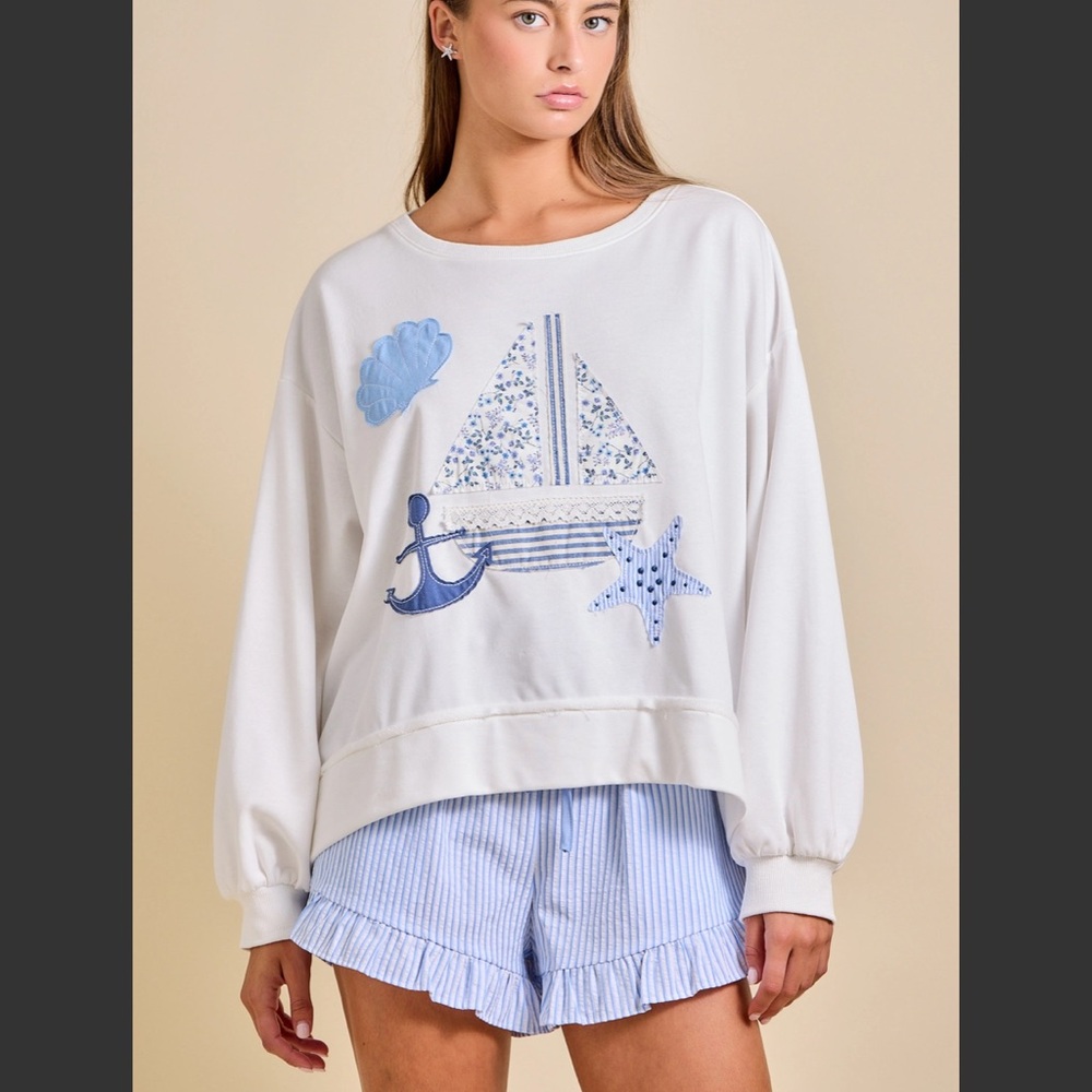 Main Strip White and Blue Nautical Sweatshirt